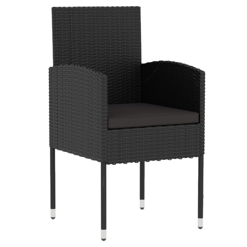 vidaXL 3 Piece Garden Dining Set Poly Rattan Black