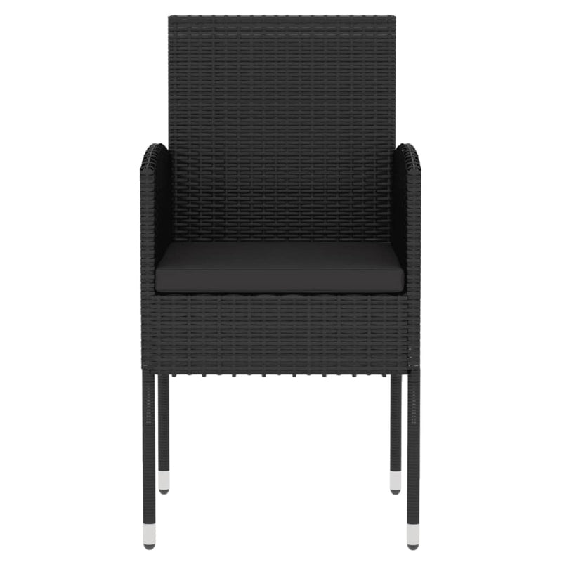 vidaXL 3 Piece Garden Dining Set Poly Rattan Black