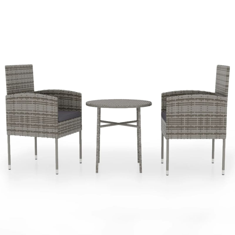 vidaXL 3 Piece Garden Dining Set Poly Rattan Anthracite