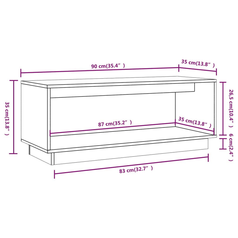 vidaXL TV Cabinet 90x35x35 cm Solid Wood Pine