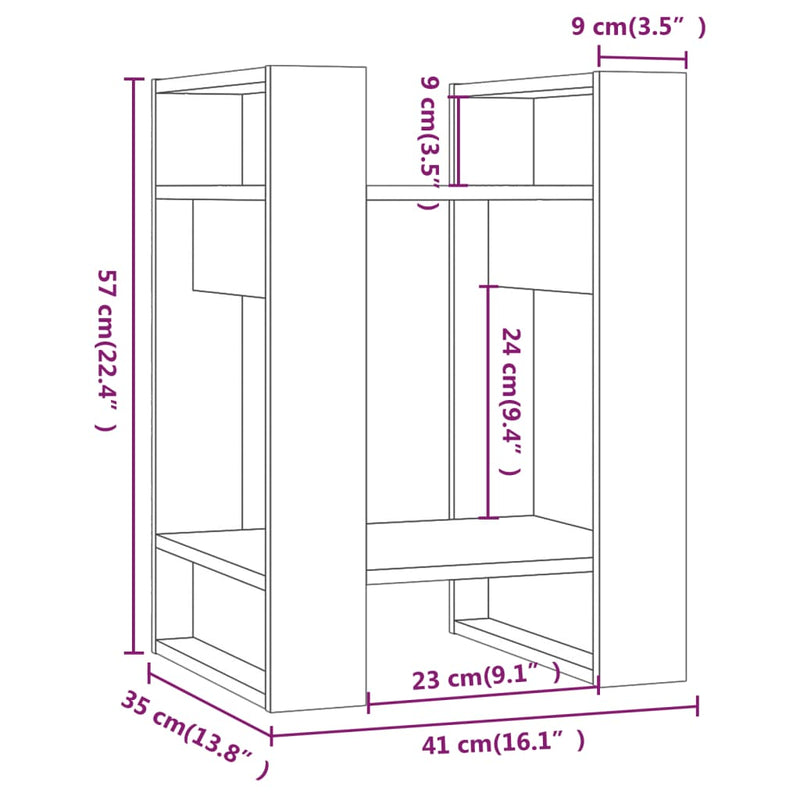vidaXL Book Cabinet/Room Divider White 41x35x57 cm Solid Wood Pine