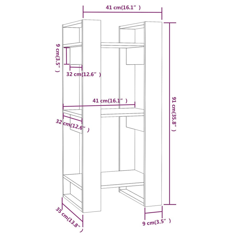 vidaXL Book Cabinet/Room Divider 41x35x91 cm Solid Wood Pine