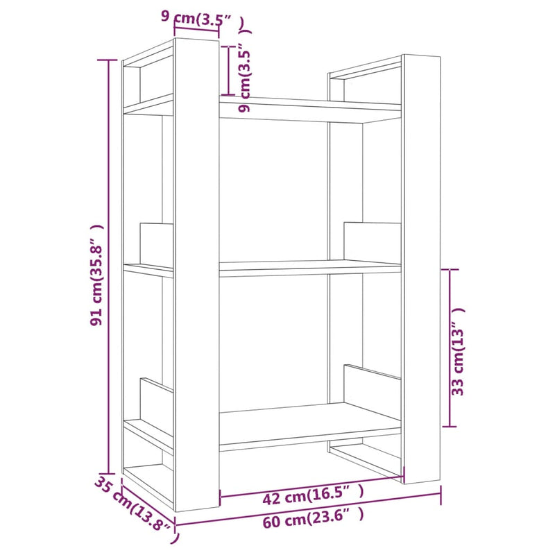 vidaXL Book Cabinet/Room Divider 60x35x91 cm Solid Wood Pine