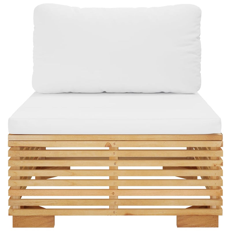 vidaXL Garden Middle Sofa with Cream Cushions Solid Wood Teak