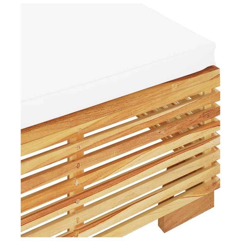 vidaXL Garden Footrest with Cream Cushion Solid Wood Teak