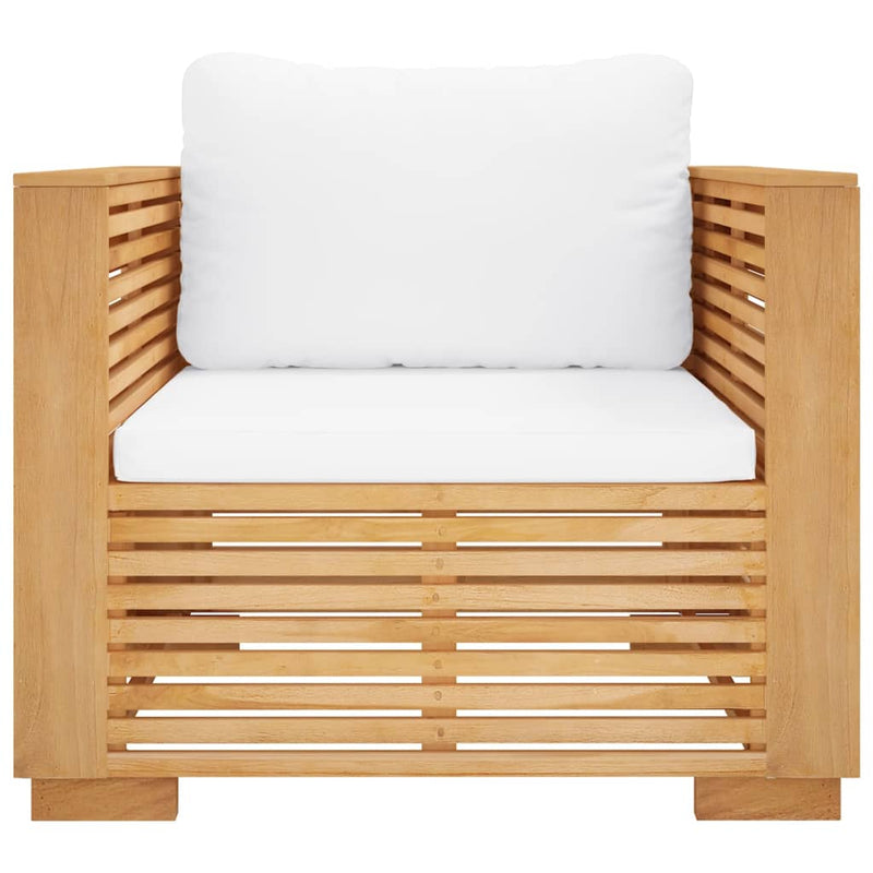 vidaXL Garden Sofa Chair with Cream Cushions Solid Wood Teak