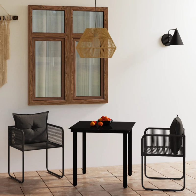 vidaXL 3 Piece Garden Dining Set Black
