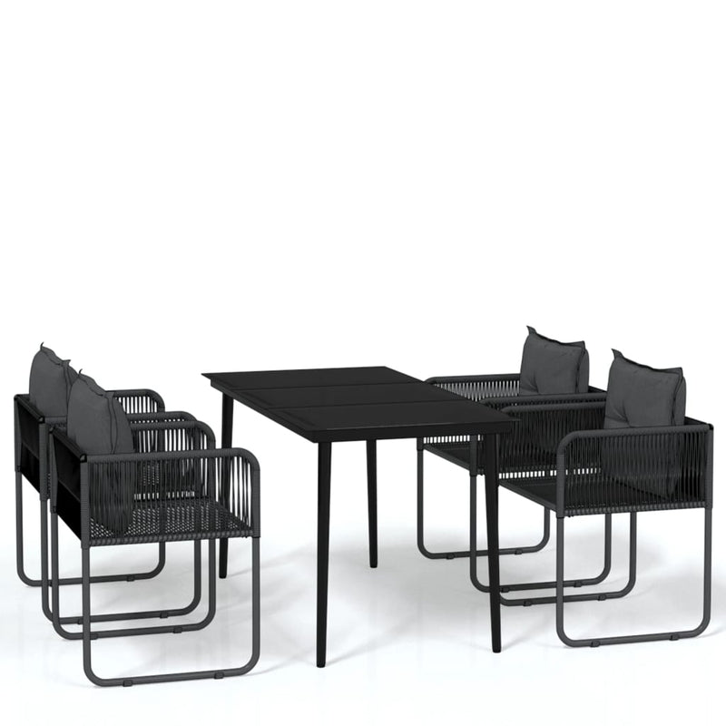 vidaXL 5 Piece Garden Dining Set Black