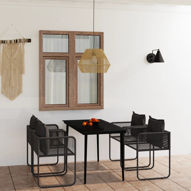 vidaXL 5 Piece Garden Dining Set Black