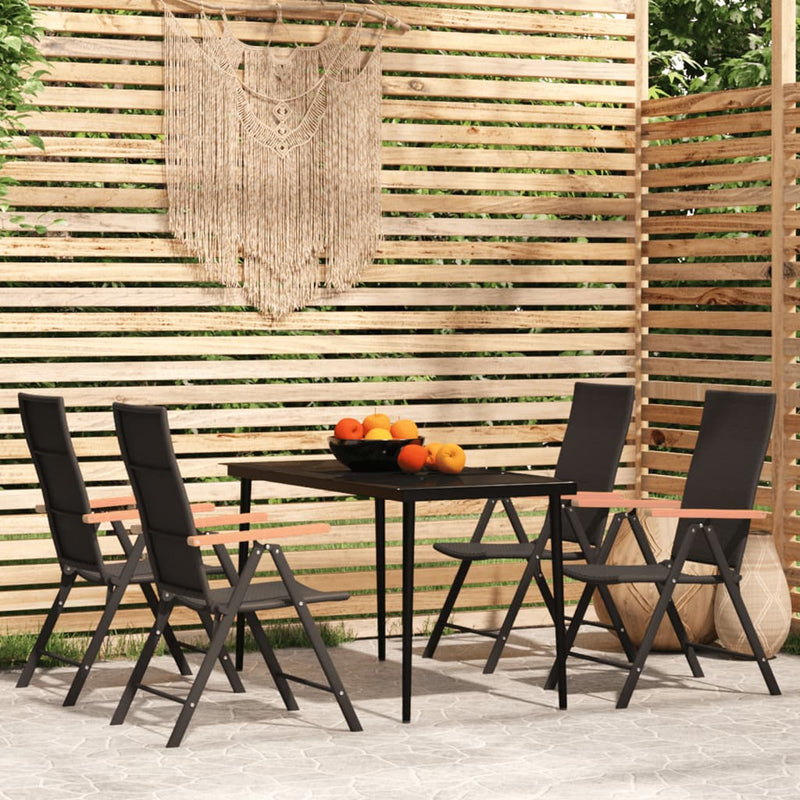vidaXL 5 Piece Garden Dining Set Black
