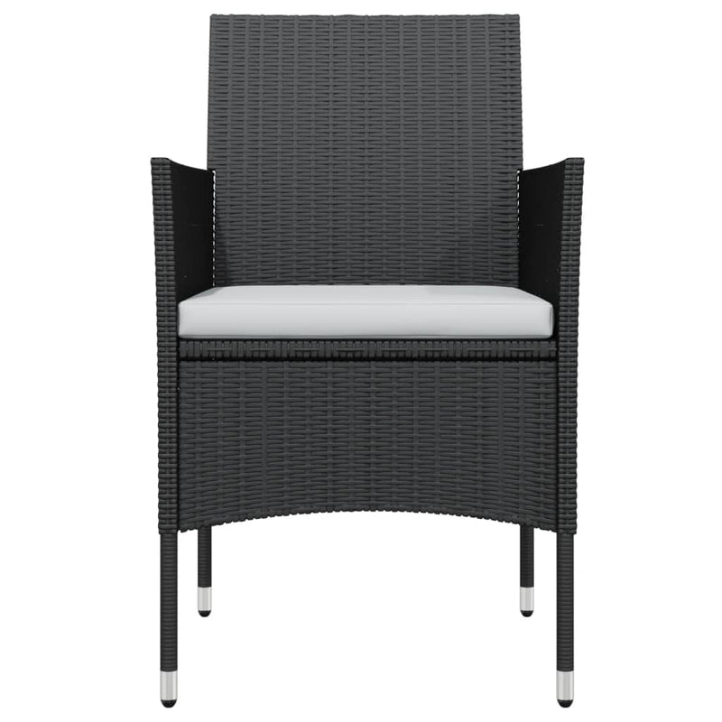 vidaXL 3 Piece Garden Dining Set with Cushions Black