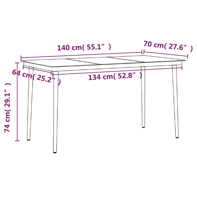 vidaXL 5 Piece Outdoor Dining Set with Cushions Grey and Black