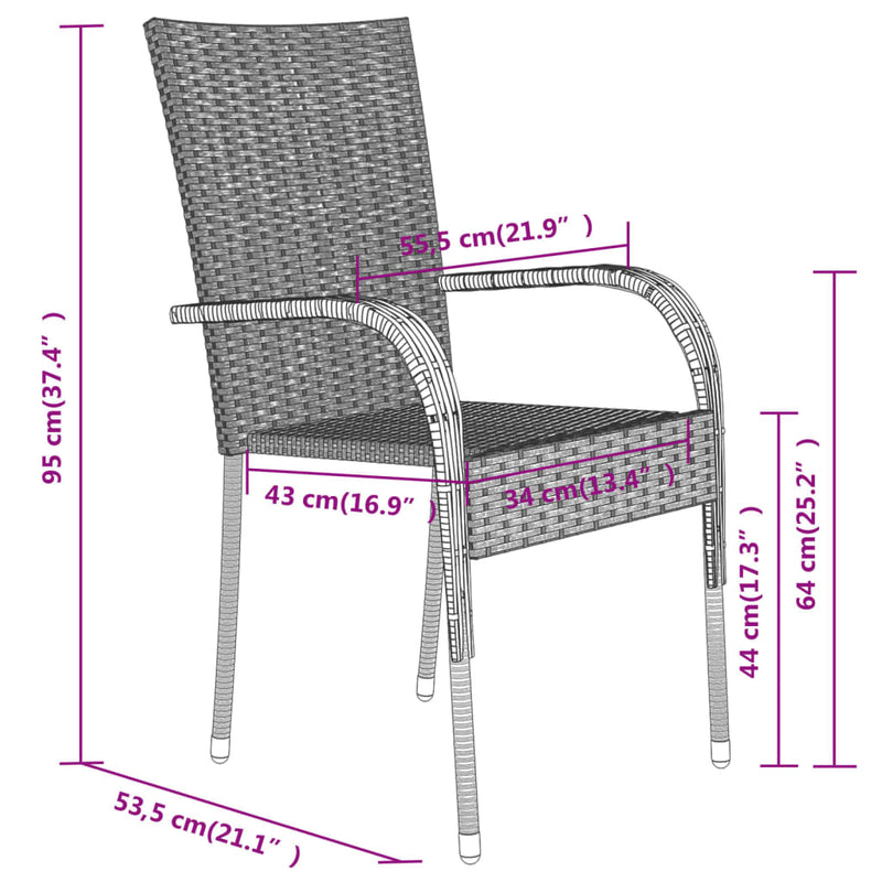 vidaXL 3 Piece Outdoor Dining Set Brown and Black