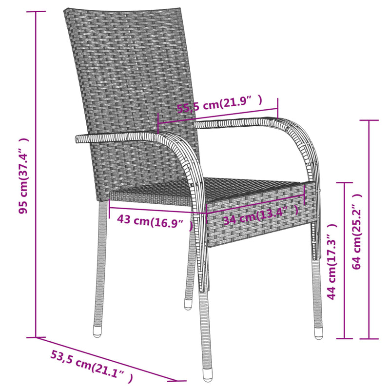 vidaXL 3 Piece Garden Dining Set Grey and Black