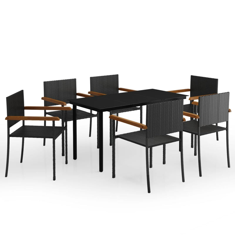 vidaXL 7 Piece Garden Dining Set Black