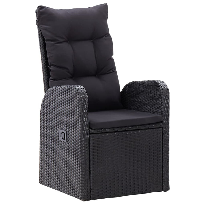 3 Piece Garden Dining Set with Cushions Black