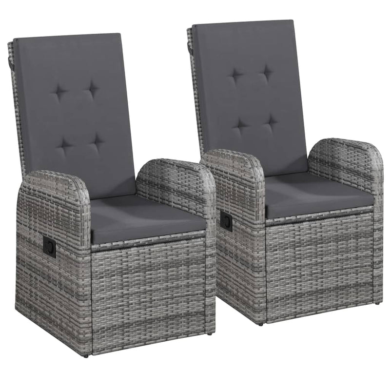vidaXL 3 Piece Garden Dining Set with Cushions Grey