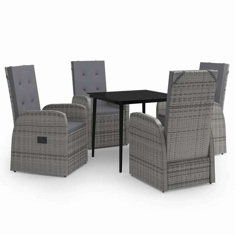 vidaXL 5 Piece Garden Dining Set with Cushions Grey