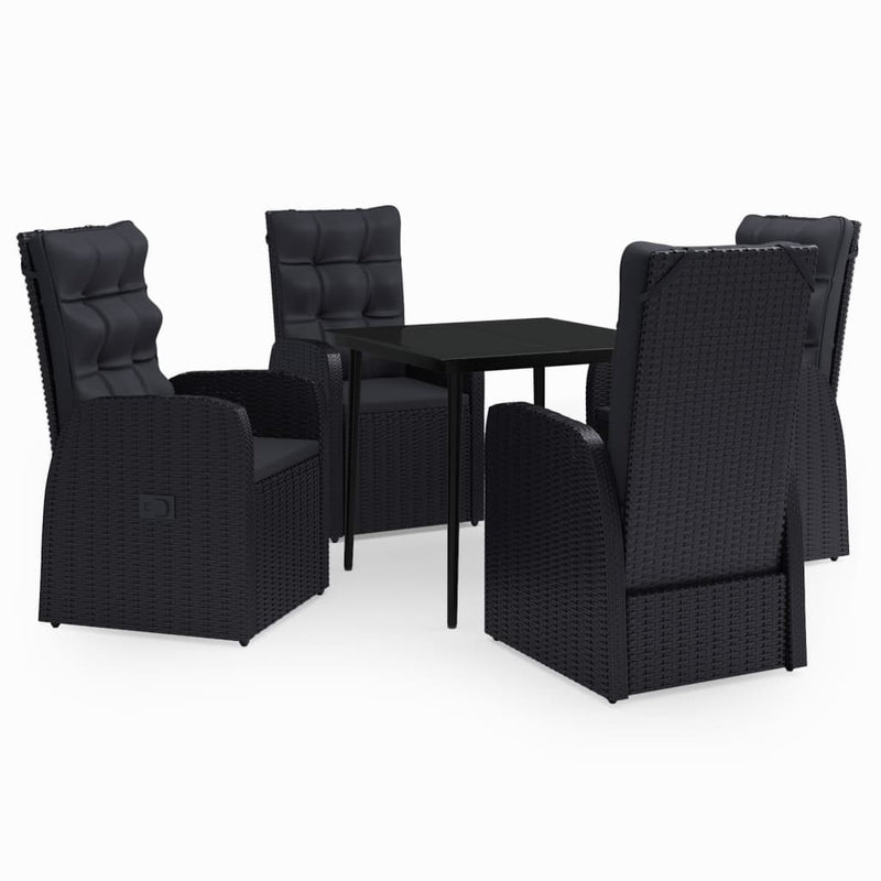 vidaXL 5 Piece Garden Dining Set with Cushions Black