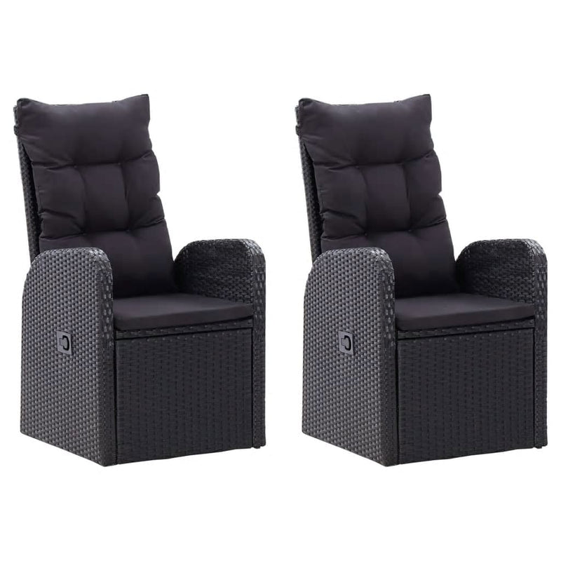 vidaXL 7 Piece Garden Dining Set with Cushions Black
