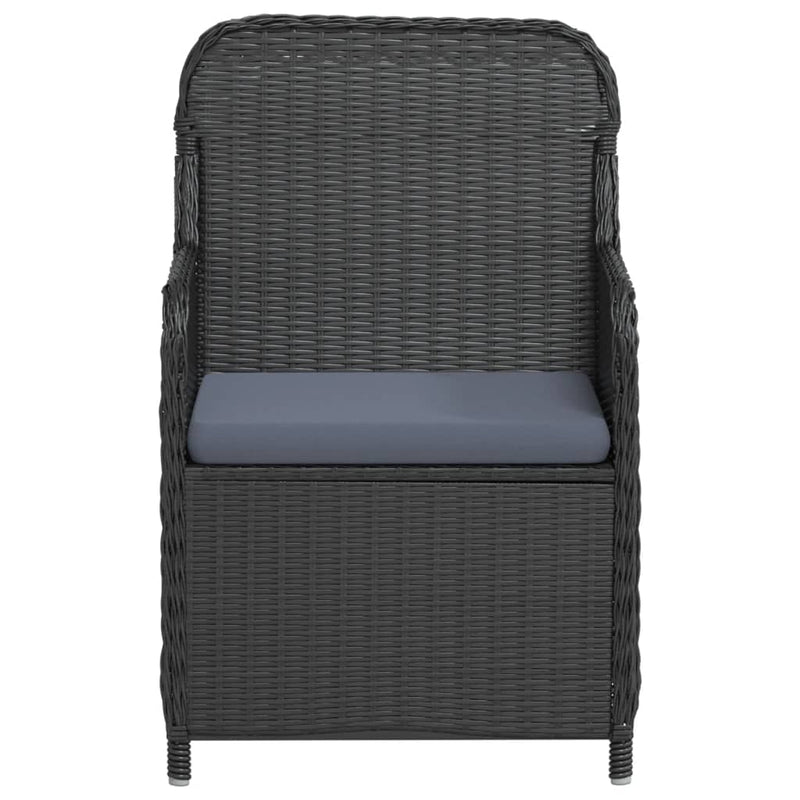 vidaXL 3 Piece Garden Dining Set with Cushions Black