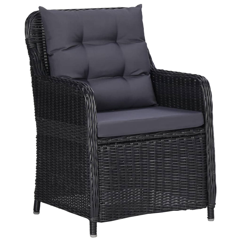 vidaXL 3 Piece Garden Dining Set Black