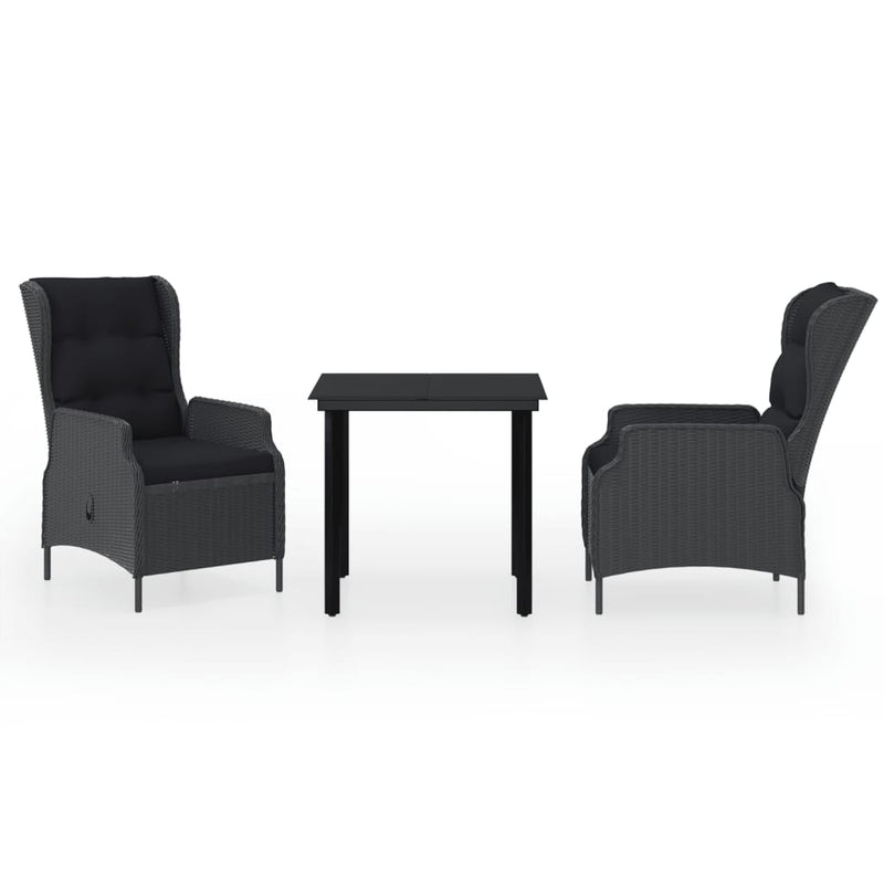 vidaXL 3 Piece Garden Dining Set Dark Grey