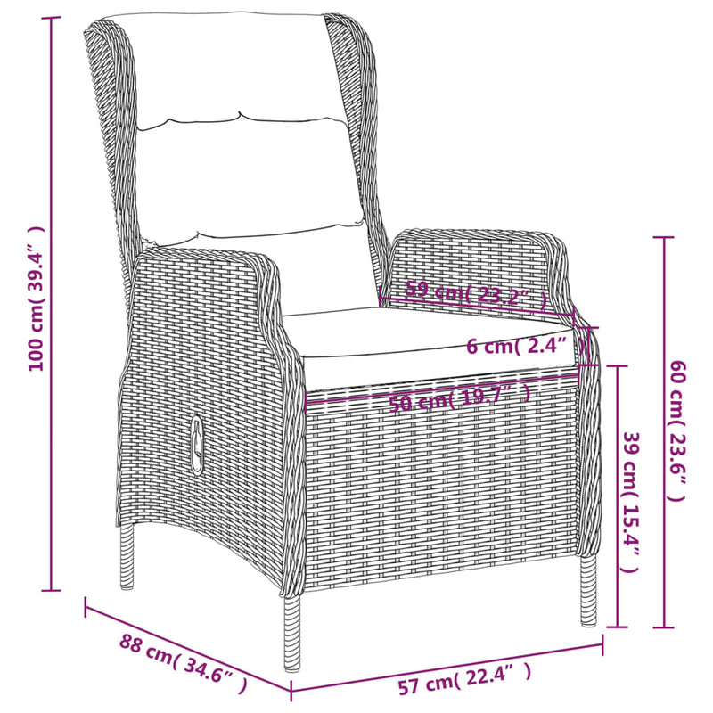 vidaXL 3 Piece Garden Dining Set Dark Grey