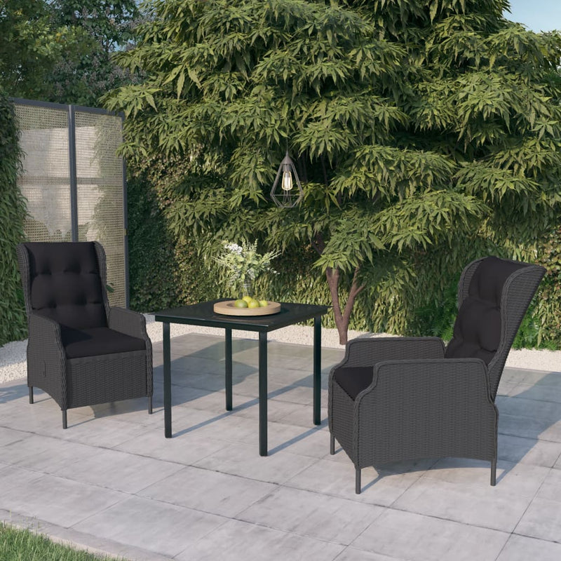 vidaXL 3 Piece Garden Dining Set Dark Grey