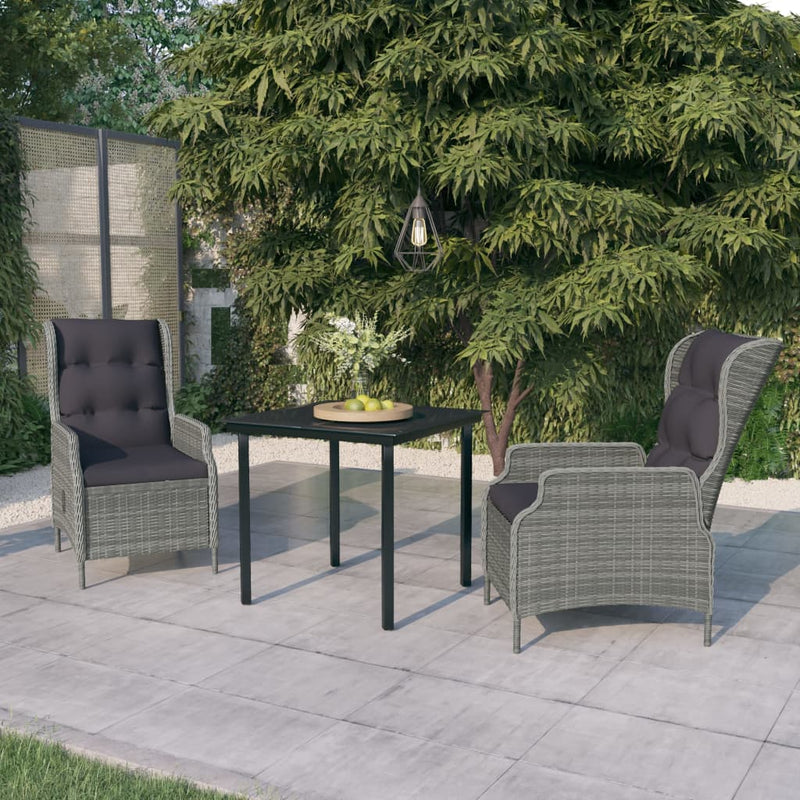 vidaXL 3 Piece Garden Dining Set Light Grey