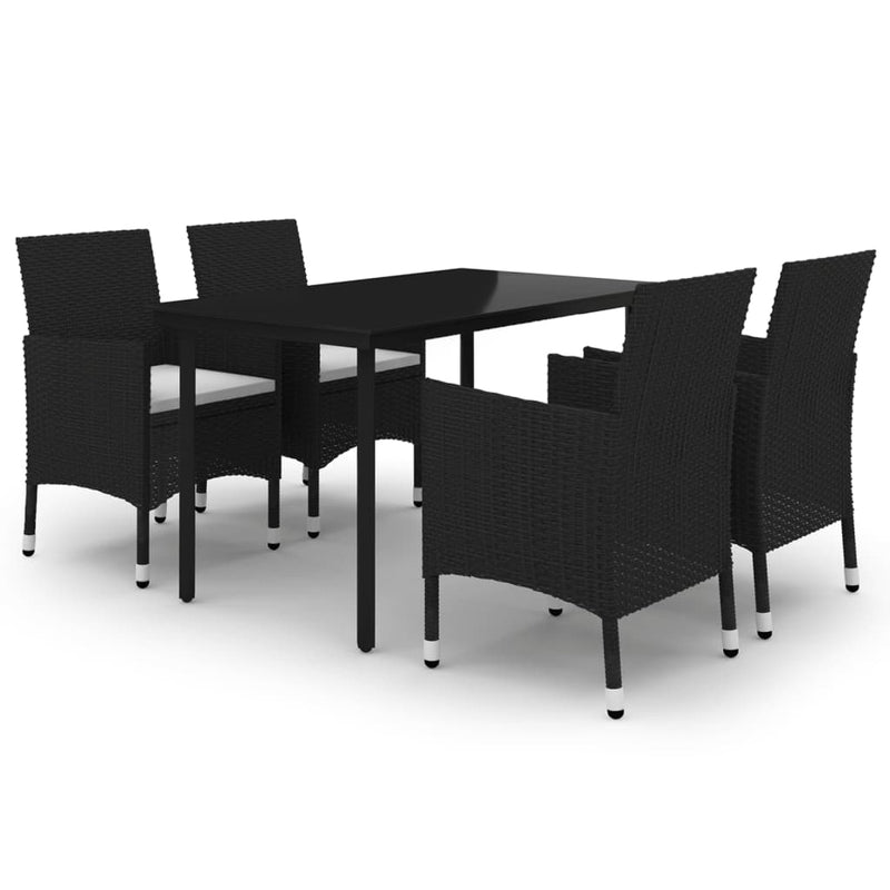vidaXL 5 Piece Garden Dining Set Poly Rattan and Glass