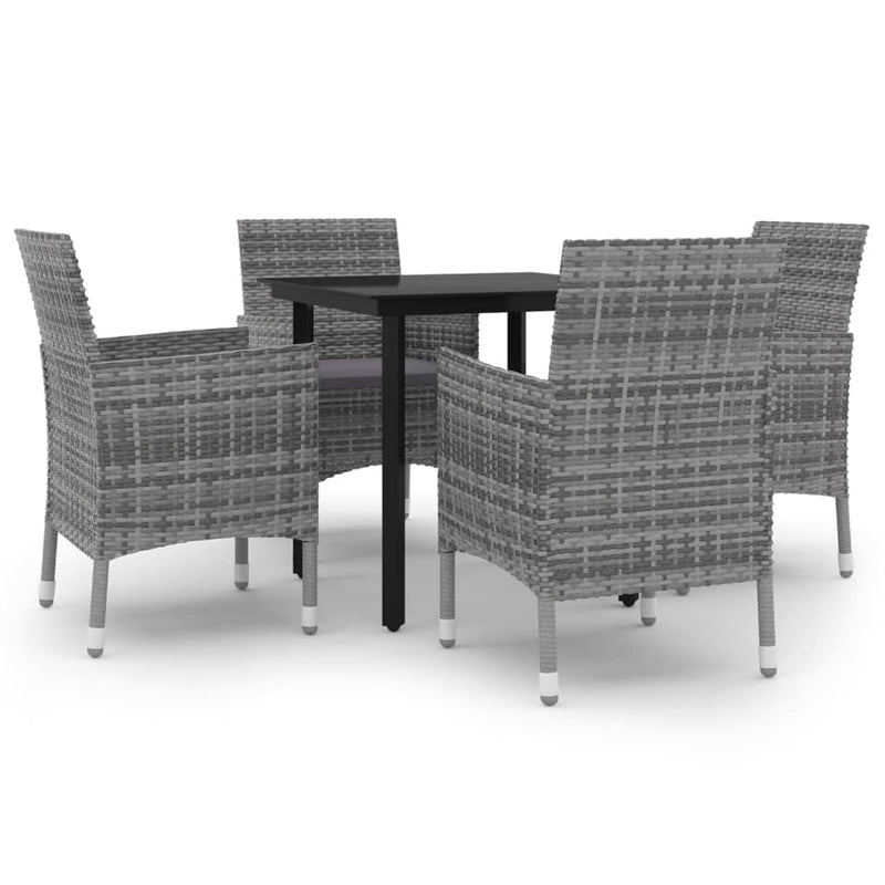 vidaXL 5 Piece Garden Dining Set Poly Rattan and Glass