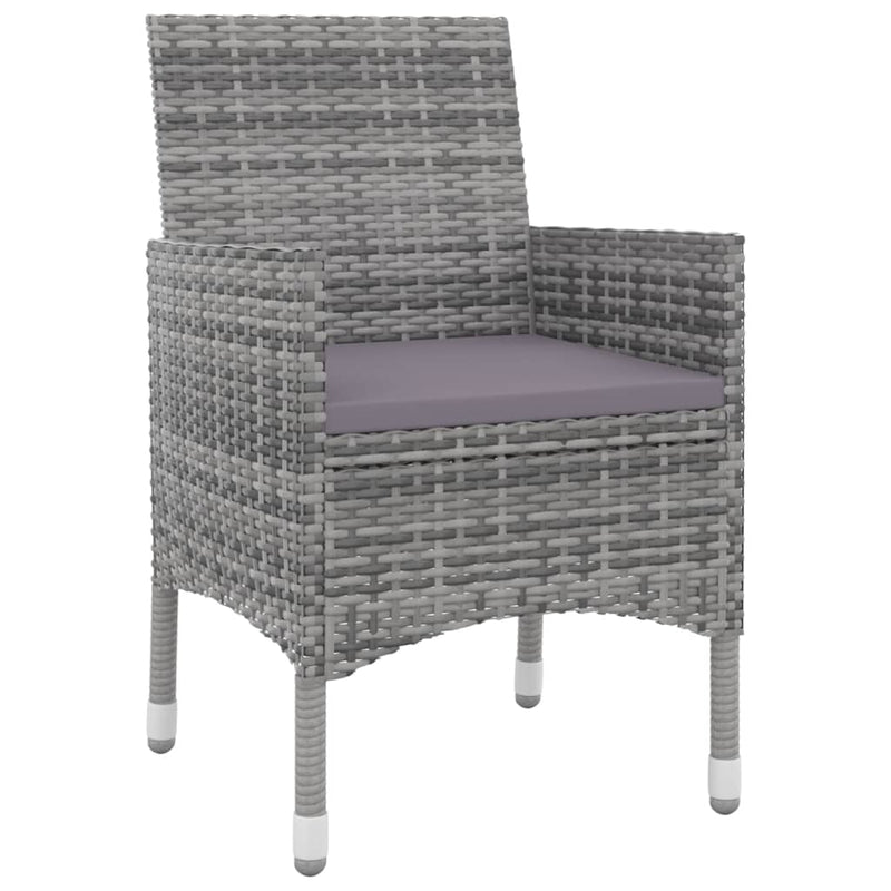 5 Piece Garden Dining Set with Cushions Poly Rattan and Glass