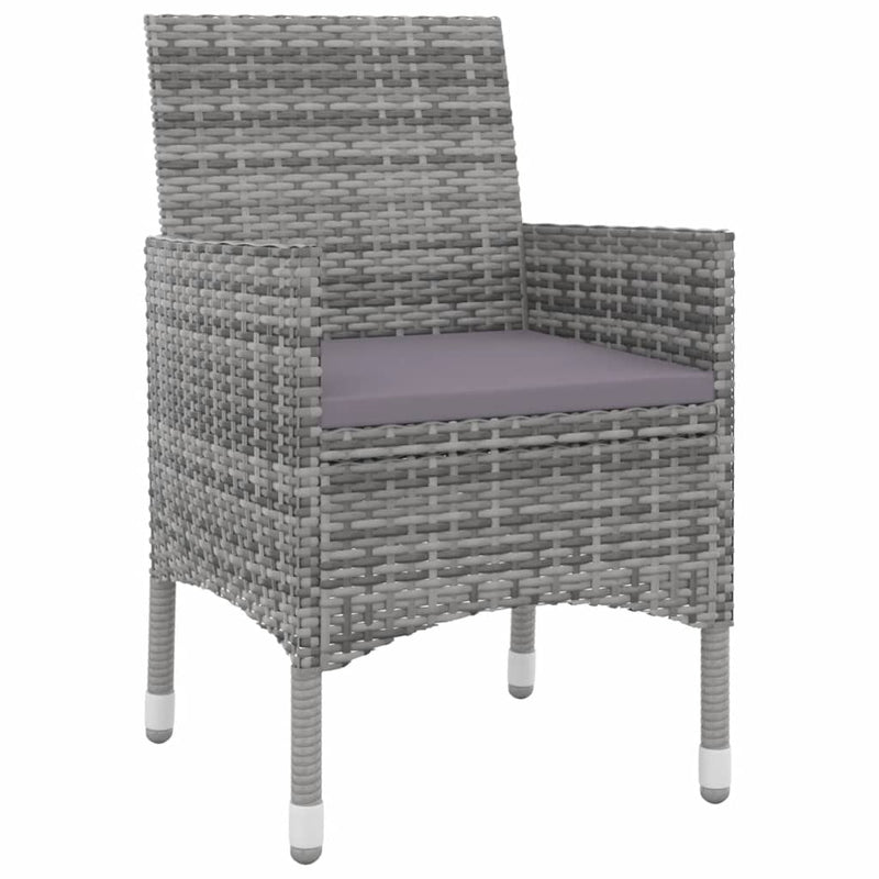 5 Piece Garden Dining Set with Cushions Poly Rattan and Glass