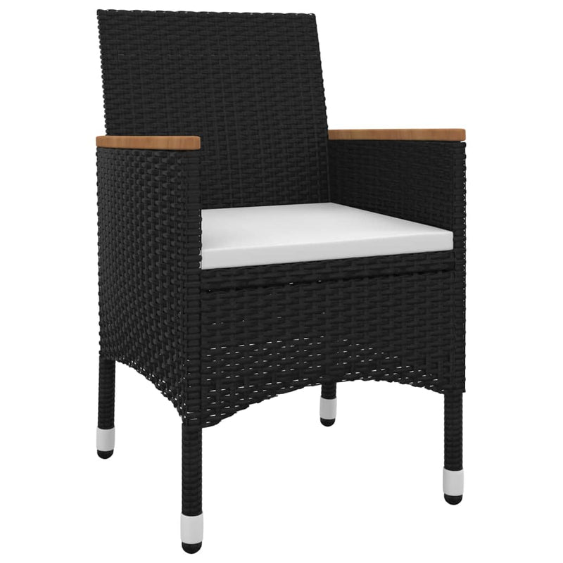 vidaXL 3 Piece Garden Dining Set with Cushions Poly Rattan and Glass