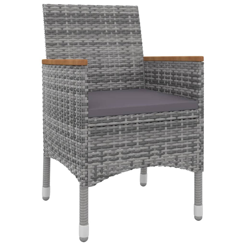 vidaXL 3 Piece Garden Dining Set with Cushions Poly Rattan and Glass