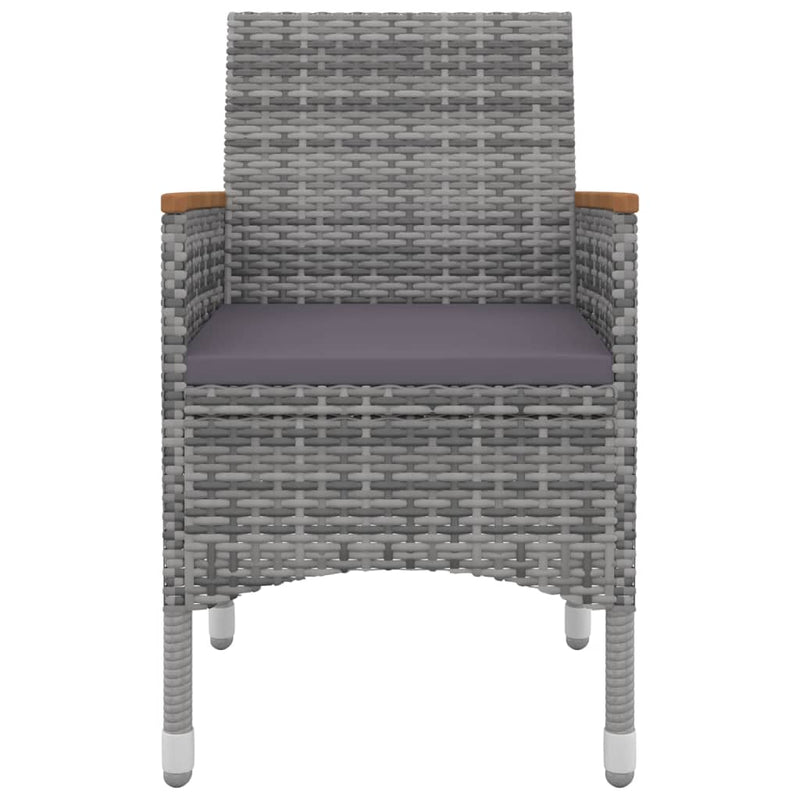 vidaXL 3 Piece Garden Dining Set with Cushions Poly Rattan and Glass