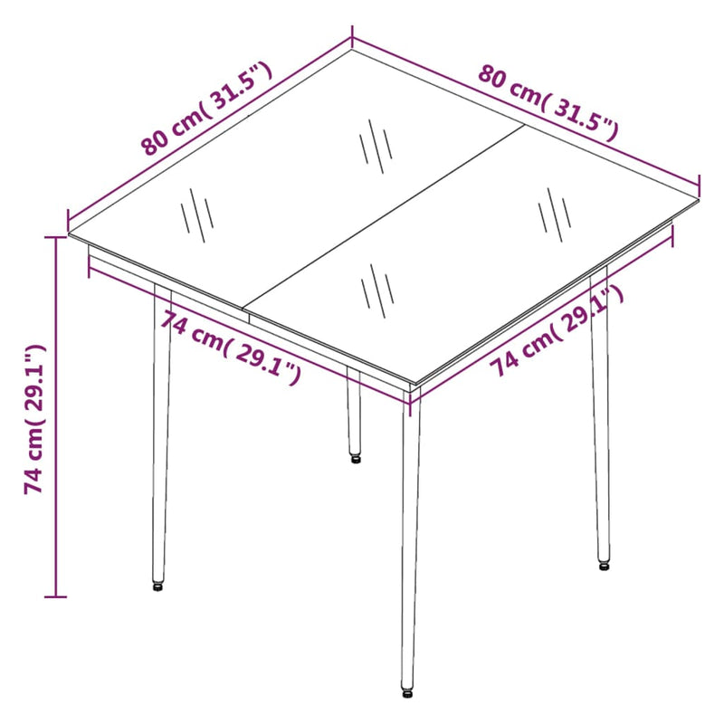 vidaXL 3 Piece Garden Dining Set with Cushions Poly Rattan and Glass