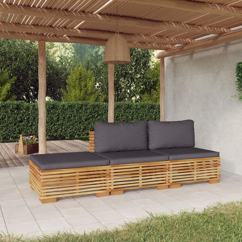 vidaXL 3 Piece Garden Lounge Set with Cushions Solid Wood Teak