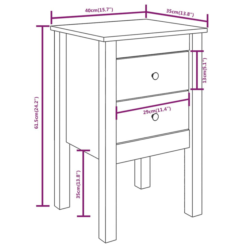 vidaXL Bedside Cabinets 2 pcs White 40x35x61.5 cm Solid Wood Pine