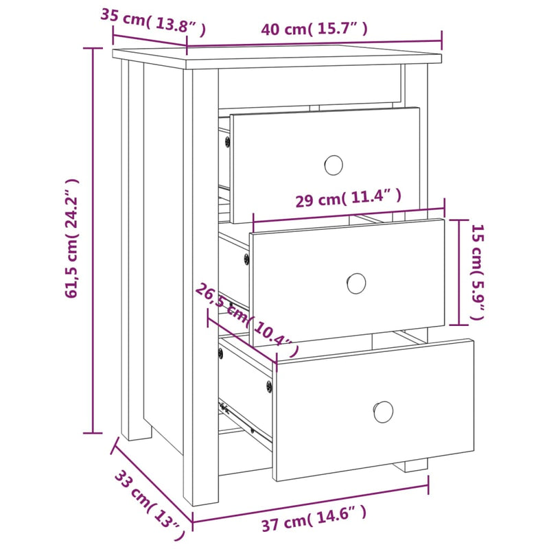 vidaXL Bedside Cabinets 2 pcs White 40x35x61.5 cm Solid Wood Pine