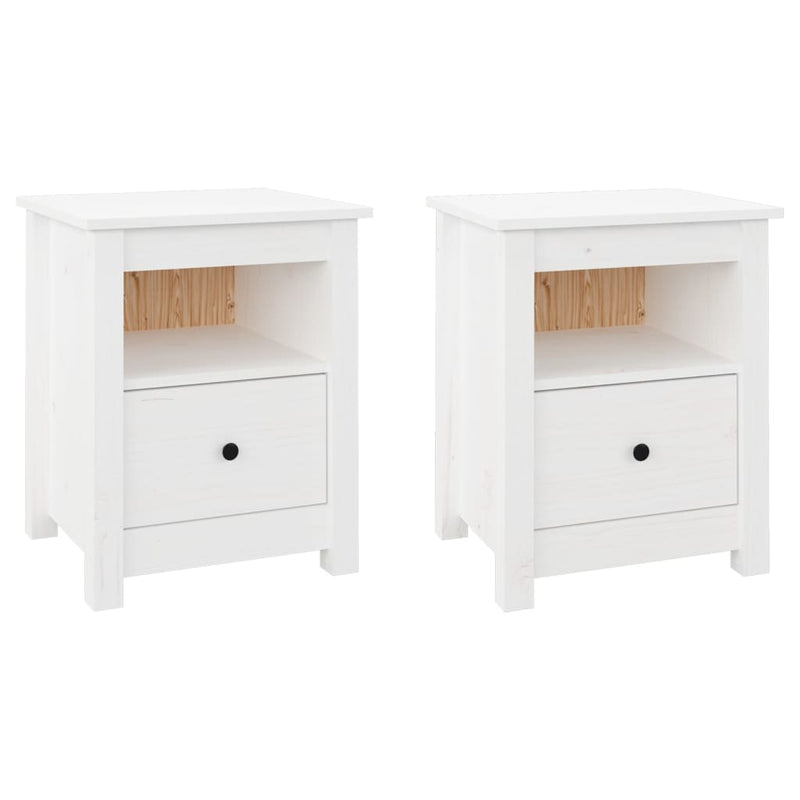 vidaXL Bedside Cabinets 2 pcs White 40x35x49 cm Solid Wood Pine