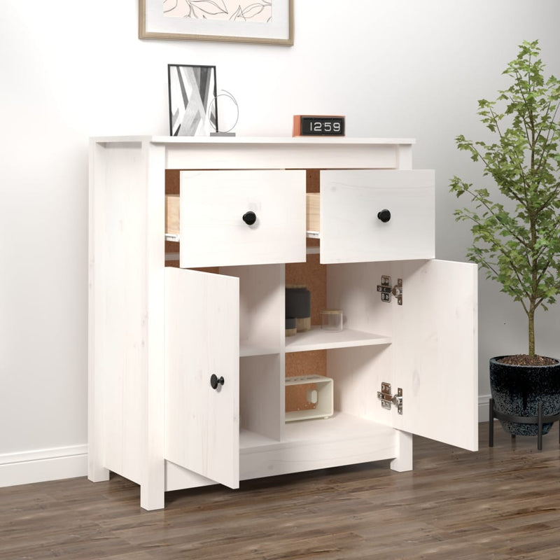 Sideboard White 70x35x80 cm Solid Wood Pine