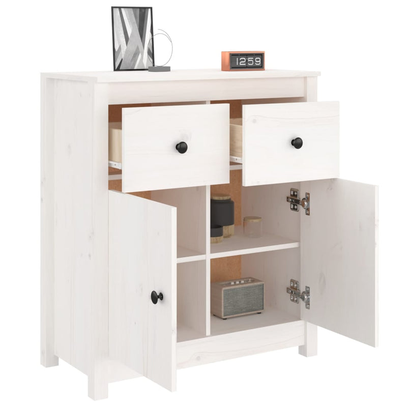 Sideboard White 70x35x80 cm Solid Wood Pine