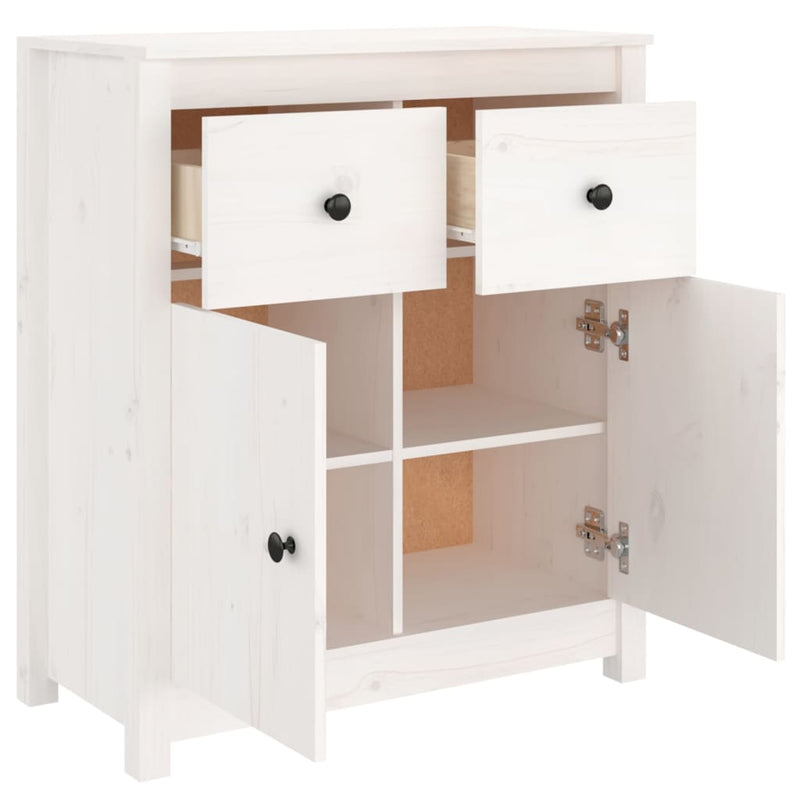 Sideboard White 70x35x80 cm Solid Wood Pine