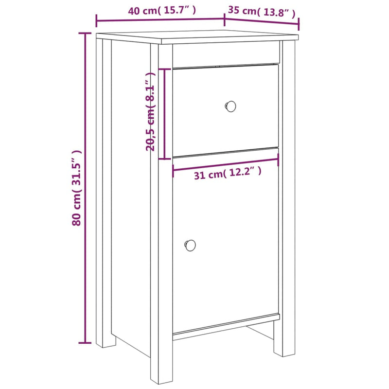 vidaXL Sideboards 2 pcs 40x35x80 cm Solid Wood Pine