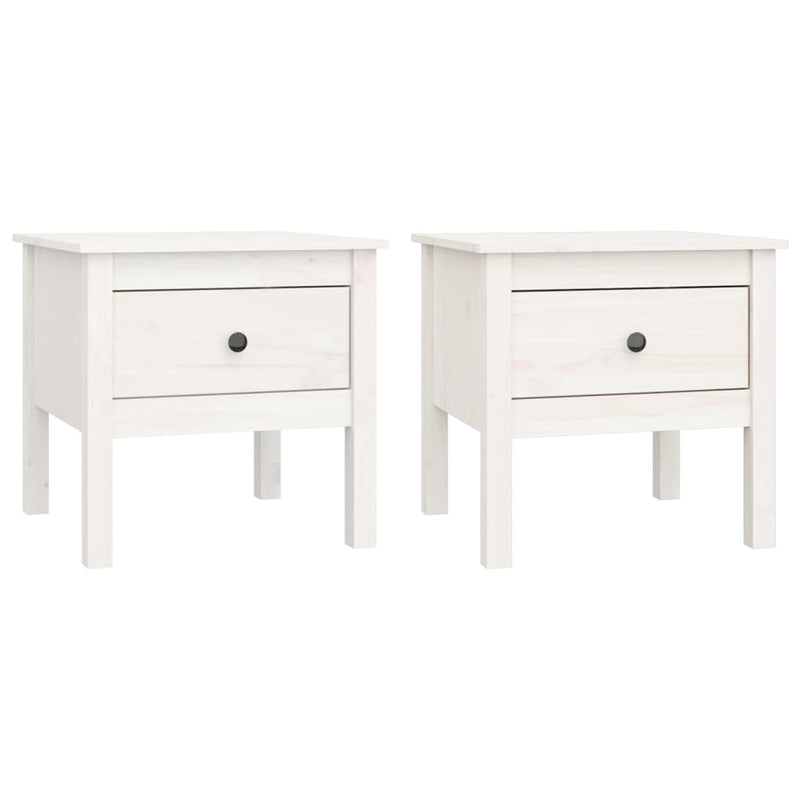 vidaXL Side Tables 2 pcs White 50x50x49 cm Solid Wood Pine
