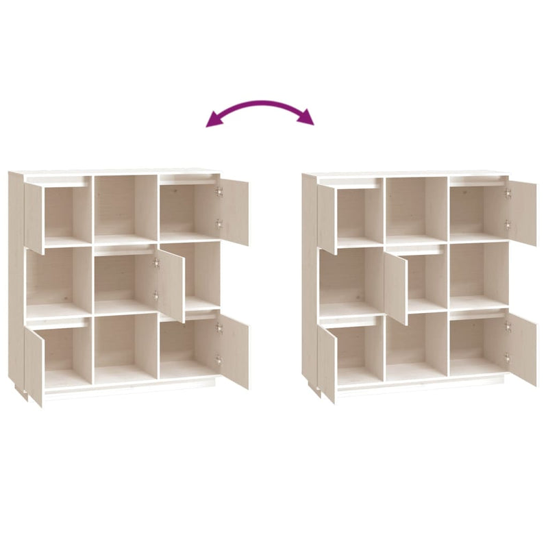 vidaXL Highboard White 110.5x35x117 cm Solid Wood Pine