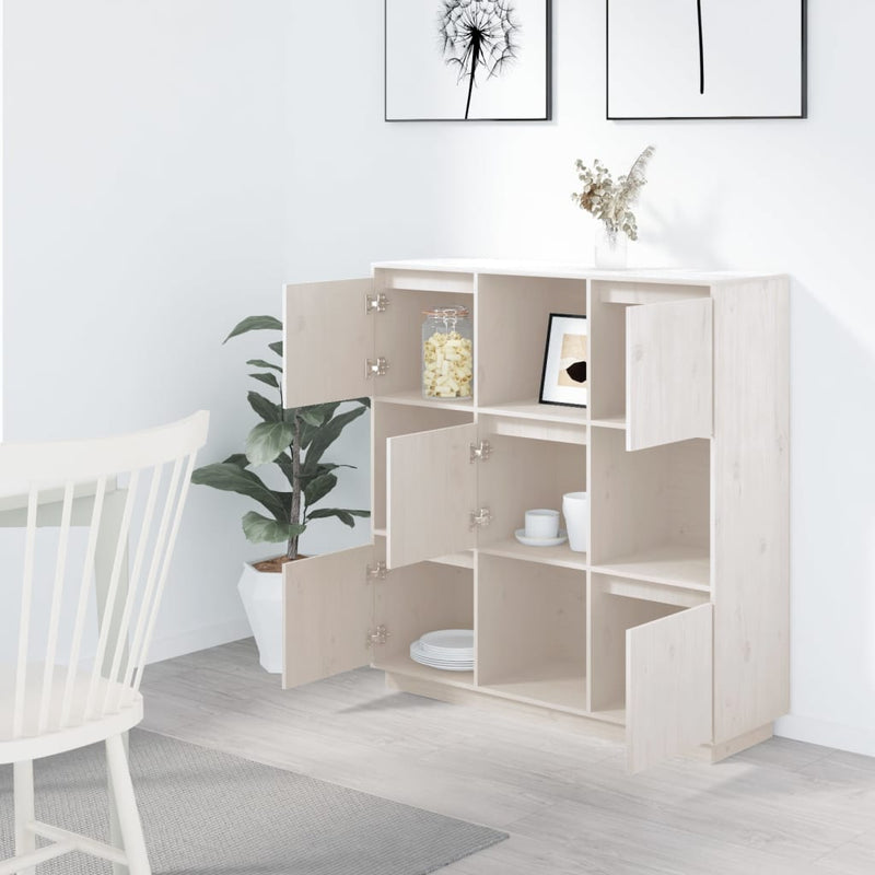 vidaXL Highboard White 110.5x35x117 cm Solid Wood Pine