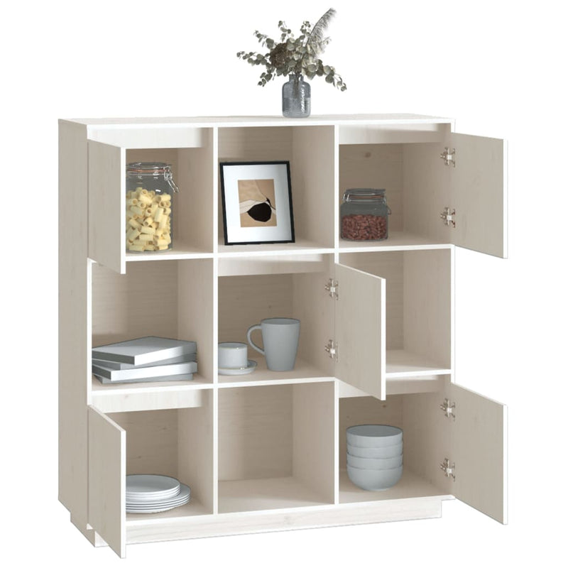 vidaXL Highboard White 110.5x35x117 cm Solid Wood Pine